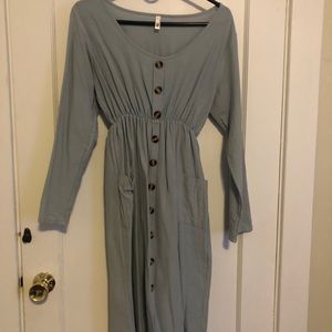 Light blue button-up dress